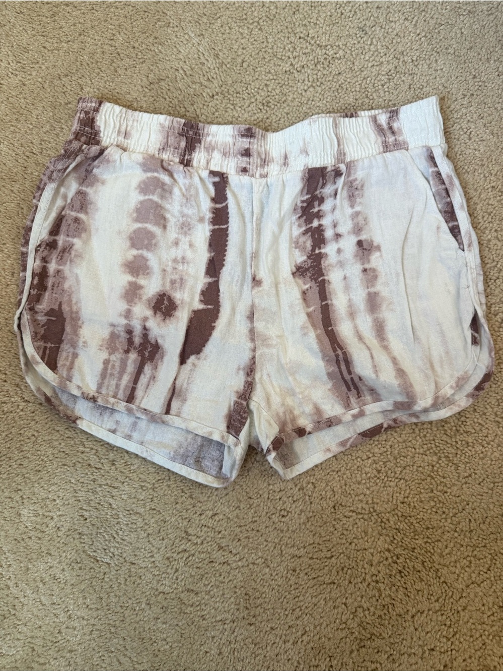Rewash Brown and White Tie-Dye Elastic Waist Shorts, Fits like M